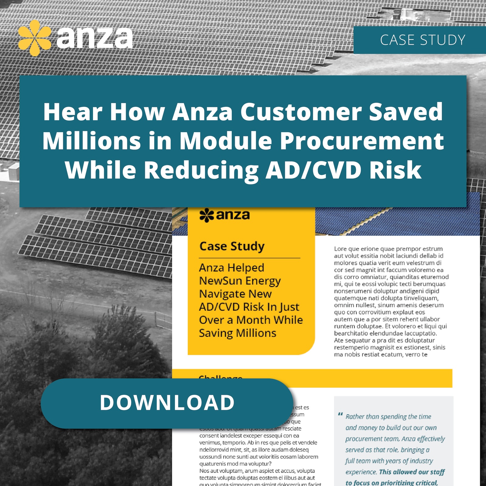 Anza Helped NewSun Energy Navigate New AD/CVD Risk in Just Over a Month While Saving Millions